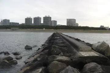 Land's arm reaching into Tokyo Bay