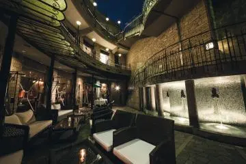 The outdoor dining area