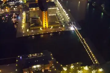 The lights on the harbor area were very beautiful