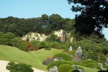 Adachi Museum Kikaku Waterfall off in the distance