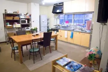 The kitchen room and dining table