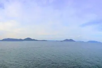 From left to right: Yashima, West Takamatsu, Sunport and Downtown, East Takamatsu hills, Megijima (Onigashima), Ogijima, Teshima, Oshima, Shodoshima, Aji