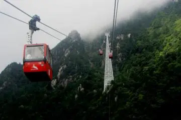 The Gozaisho Ropeway floats over the mountainous area