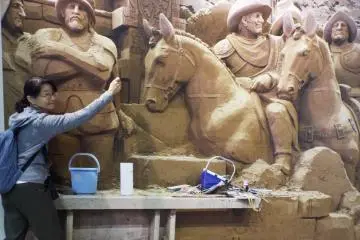 Miwa at Entrance to Sand Museum