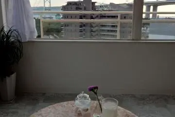 Enjoying a drink and the view