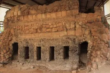 A kiln from the Edo Period (1603 - 1868) has been preserved under an awning