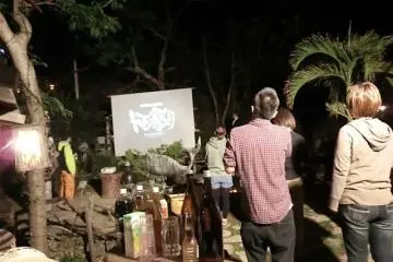 Watching a video at an event (Photo: Yuki Takata)