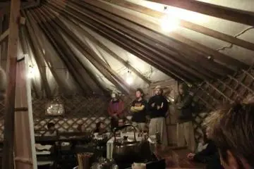 Nightly meeting in the yurt cafe/bar (Photo: Yuki Takata)