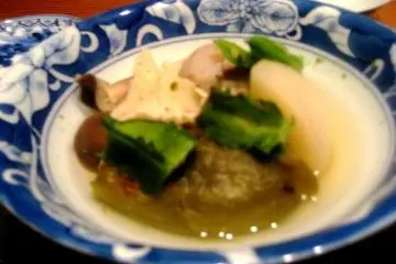 Traditional homely fare is also served at the Private dining room with wood decor and view of the Takasegawa canal in Kiyomachi south of Shijo Kyoto