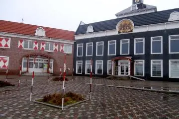 <p>Front of the building</p>