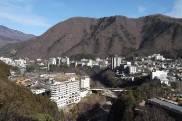 The dramatic hills around the town