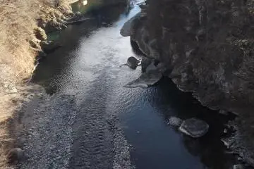 A steep gorge carved by the river