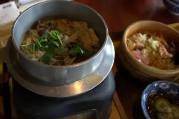 Kamameshi, a local specialty served at Jidaiya