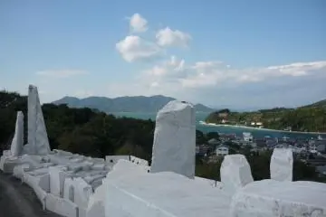 View of Setoda and the Seto Inland Sea from Miraishin no Oka at the Kosanji Temple