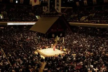 During the Makuuchi (senior division) bouts, the arena is full