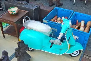 Antique ride in retro blue