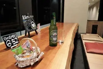 Enjoy a beer and snacks in the foot bath cafe