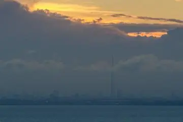 The Tokyo Skytree seen in the distance from the Chiba Port Tower