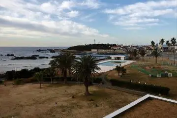 View to the right, of the pool and dog run