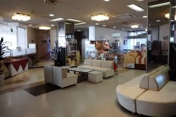 The hotel lobby