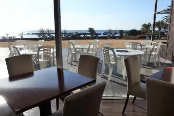 When the weather is nice, guests can sit outside