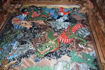 Ishikawa’s brilliantly carved ceiling at Saifukuji Temple - photo taken being flat on the floor