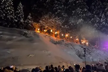 The Namahage making their way down the mountain