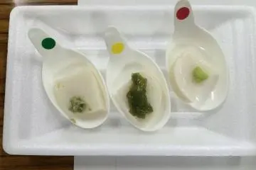 Sawa Wasbi (vert), Aragiri Wasabi (jaune), Oroshi Wasabi (rouge)