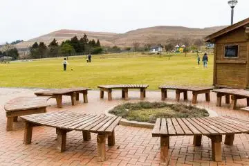 Large grassy fields at Hiraodai Countryside Park