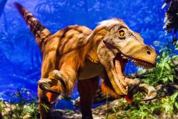 The robot dinosaurs are in the Time Travel Room