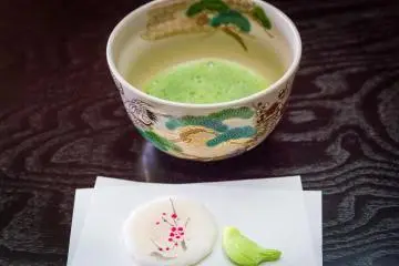 Enjoy a cup of matcha, or traditional green tea, in the Experience Zone of the garden