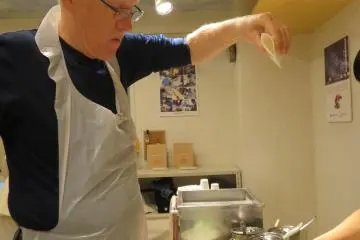 Rey pouring into the vat