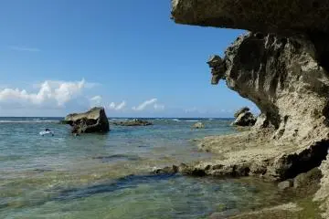 Clear water, full of sea urchin and crabs.. pay attention as to where you put your foot!