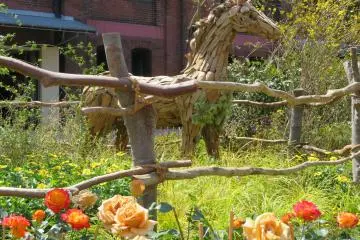 Red Brick Warehouse Wooden Horse