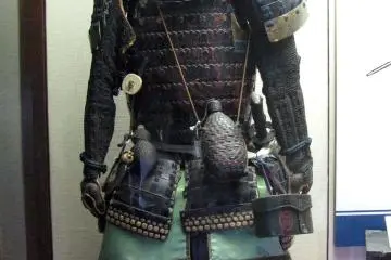 Samurai armor displayed inside the castle