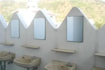 Outdoor basins give a camp air at the Southern Cross in Aharen Tokashiki-son Island Okinawa
