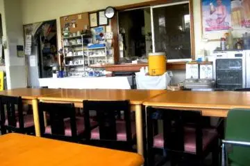 The dining area feels like a communal kitchen at the Southern Cross in Aharen Tokashiki-son Island Okinawa