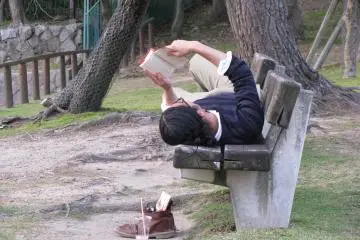 A young man next to me was also relaxing with a book