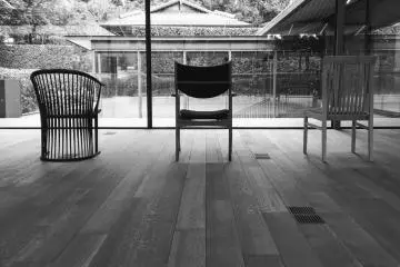 Chairs designed by local artists for relaxing on