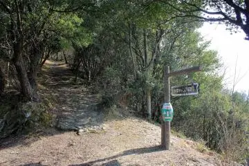 The sign to the campsite. It's on the highest point of the peninsula, and it has basic but adequate facilities.