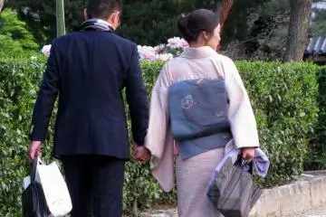 In Kyoto you can meet people in kimono quite often