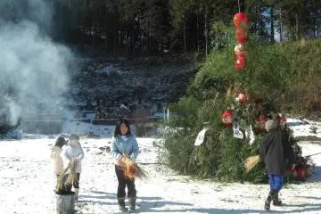 During the New year's celebration, a ritual fire is being made