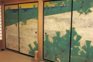 The painting with pine trees