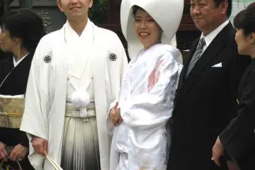 Traditional Japanese wedding can be often seen in Asakusa
