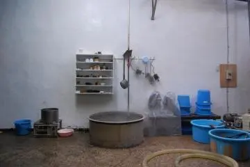 Boiling water for sake at Tokun Shuzo