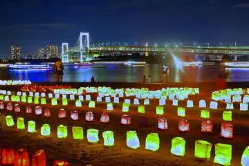 Beautiful lanterns in Odaiba during Ocean Day in July
