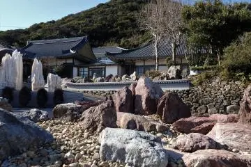 The temple contains a unique rock garden