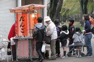 A booth selling dango