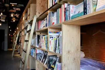 Close-up of the shelves