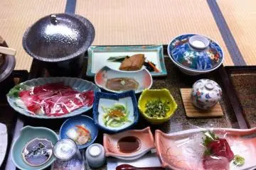 Carp Steak at the Kawachi Ryokan, the town's largest accommodation right opposite the Saito Kiyoshi Museum of Art.